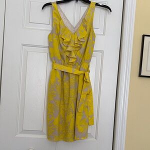 Express Yellow Floral Ruffle Mini Dress